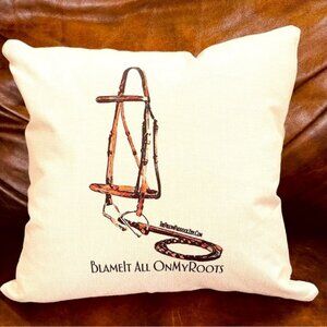 The Henri Collection, Hunt Seat Equestrian pillow cover only (beige linen)16x16